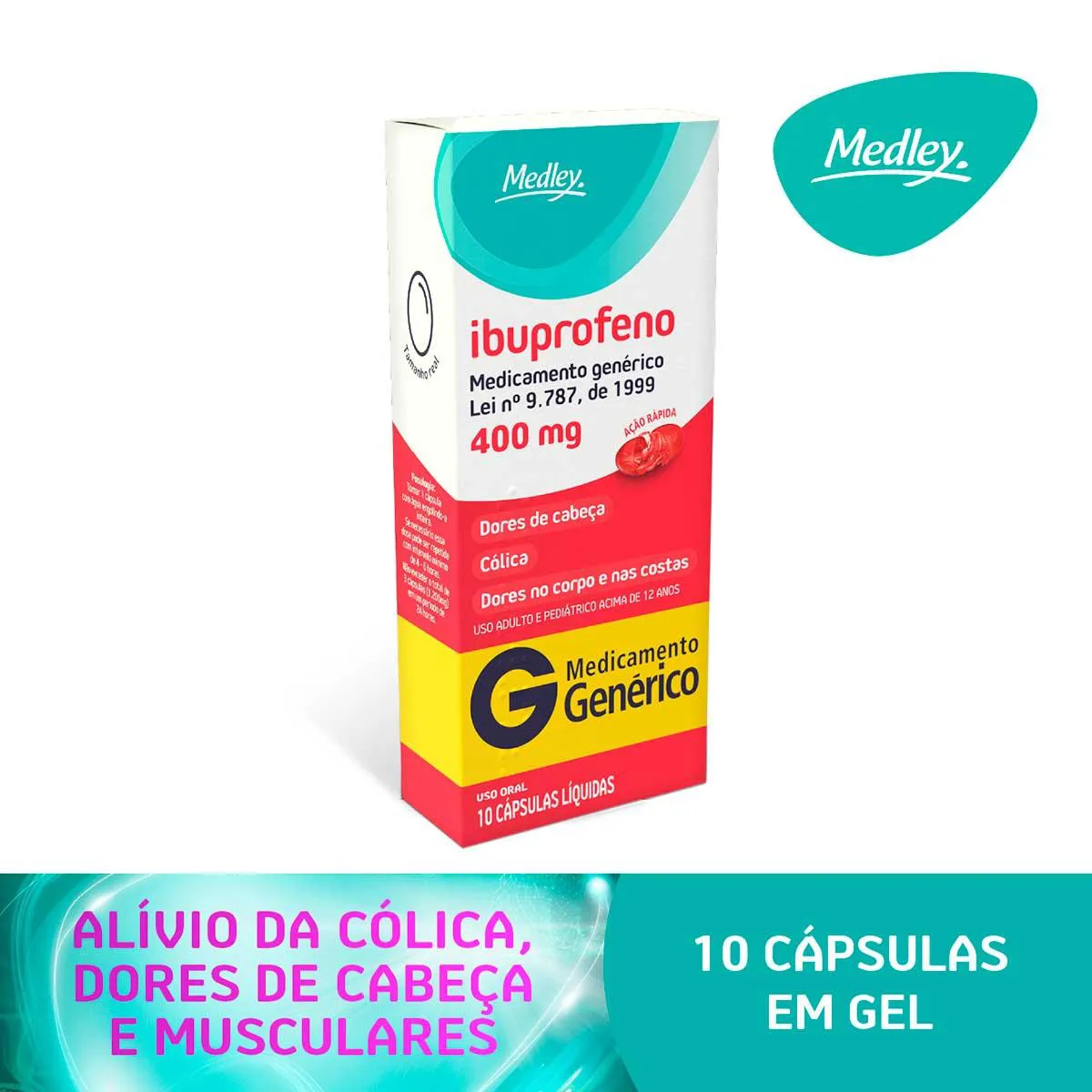 Ibuprofeno 400mg Medley Genérico 10 cápsulas