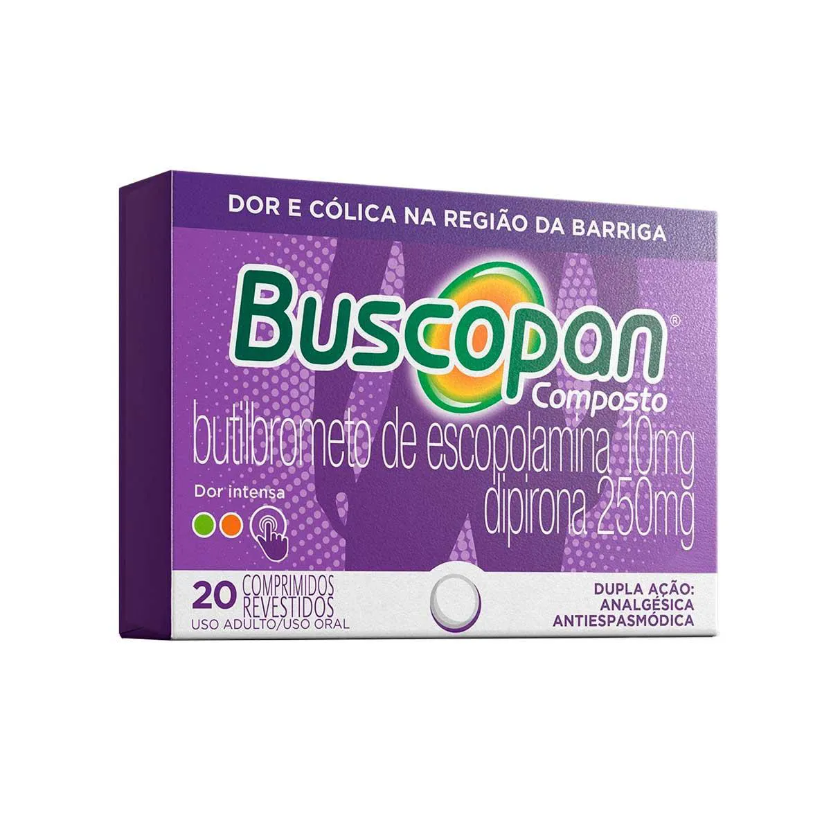 Buscopan Composto Butilbrometo de Escopolamina 10mg + Dipirona Sódica 250mg 20 comprimidos