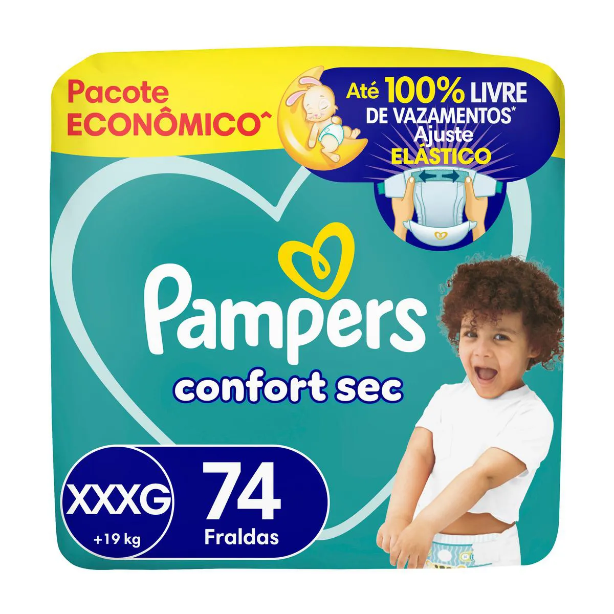 Fralda Pampers Confort Sec XXXG 74 unidades